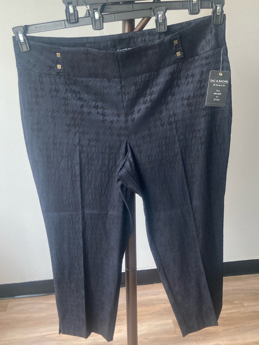 Zac & Rachel pull on pant navy blue & black print office 27 in inseam 22W - Picture 4 of 17